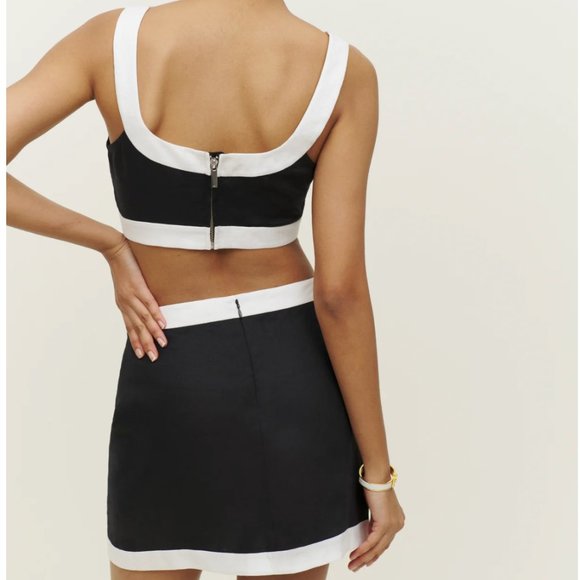 Reformation Robbie Linen Two Piece - Blk/Wht - Picture 11 of 11